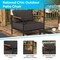 Merrick Lane Eastport Outdoor Accent Chair with Removable Plush Fabric Cushions and Teak Accented Aluminum Frame
